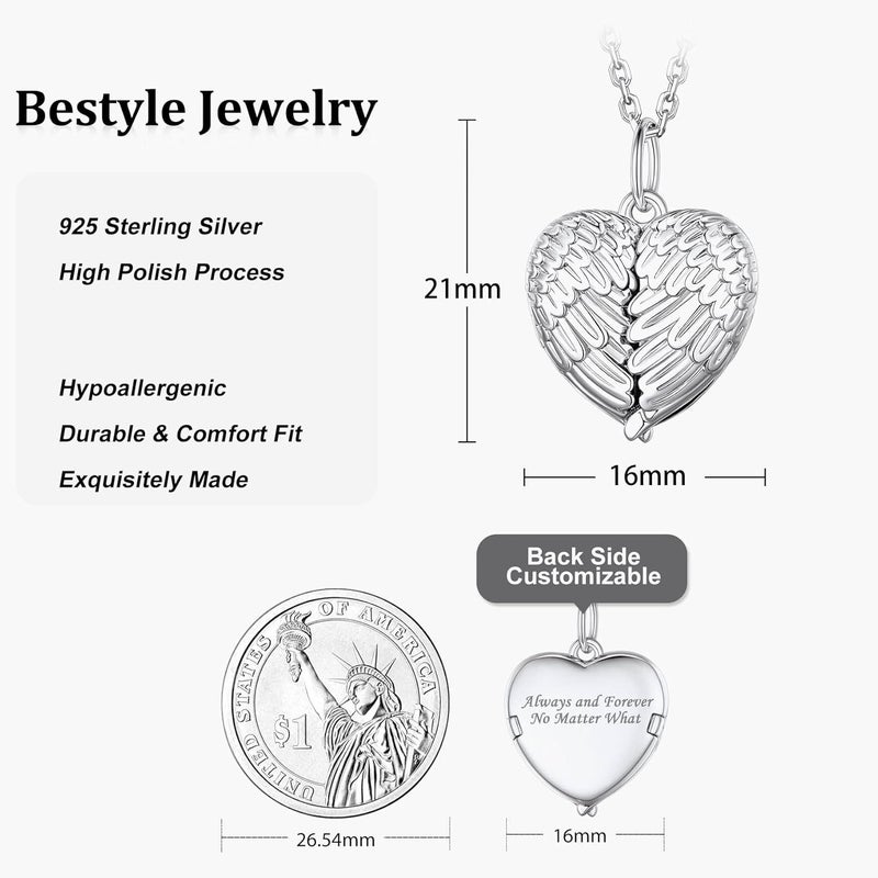 Bestyle Sterling Silver Heart Locket Necklace for Women, Dainty Cute Small Heart Locket Pendant in Gold/Rose Gold/Silver, Love Statement Jewelry Gift for Mother Wife - Image 5